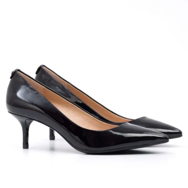 Giày Cao Gót Michael Kors MK Flex Kitten Pump Black Da Bóng