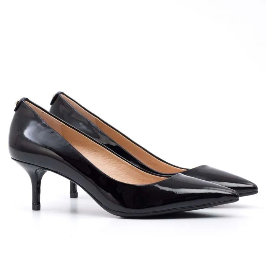 Giày Cao Gót Michael Kors MK Flex Kitten Pump Black Da Bóng - Image 1