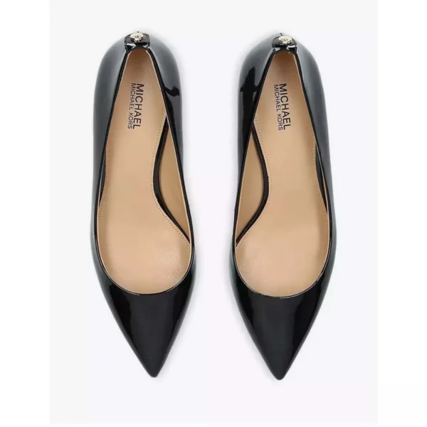 Giày Cao Gót Michael Kors MK Flex Kitten Pump Black Da Bóng