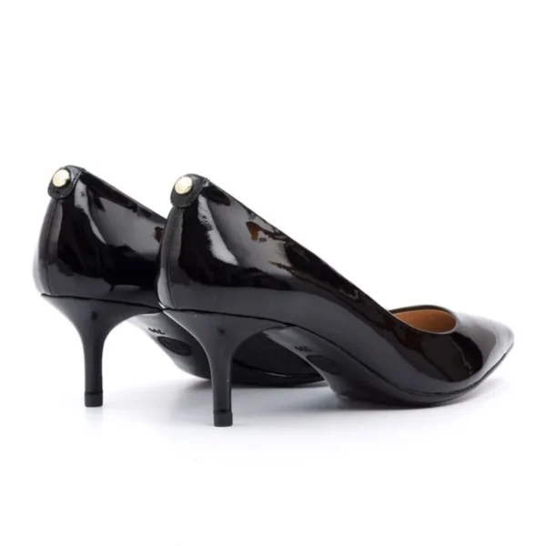 Giày Cao Gót Michael Kors MK Flex Kitten Pump Black Da Bóng