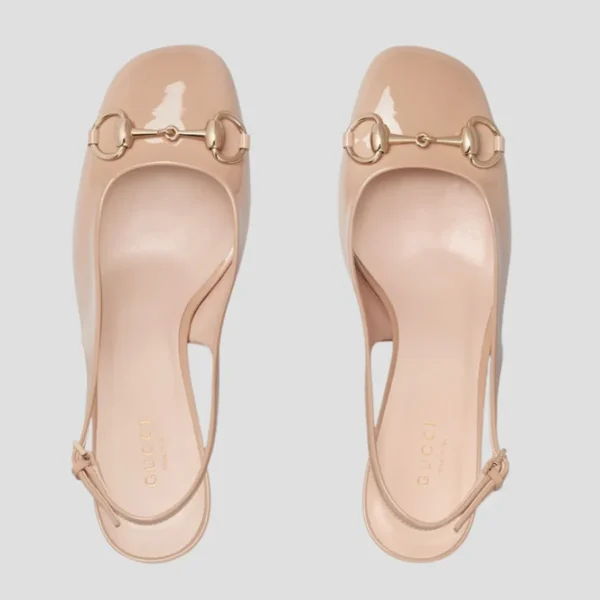 Giày Cao Gót Nữ Gucci Horsebit Slingback In Rose Beige