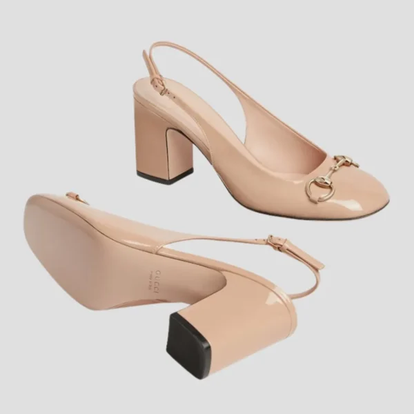 Giày Cao Gót Nữ Gucci Horsebit Slingback In Rose Beige