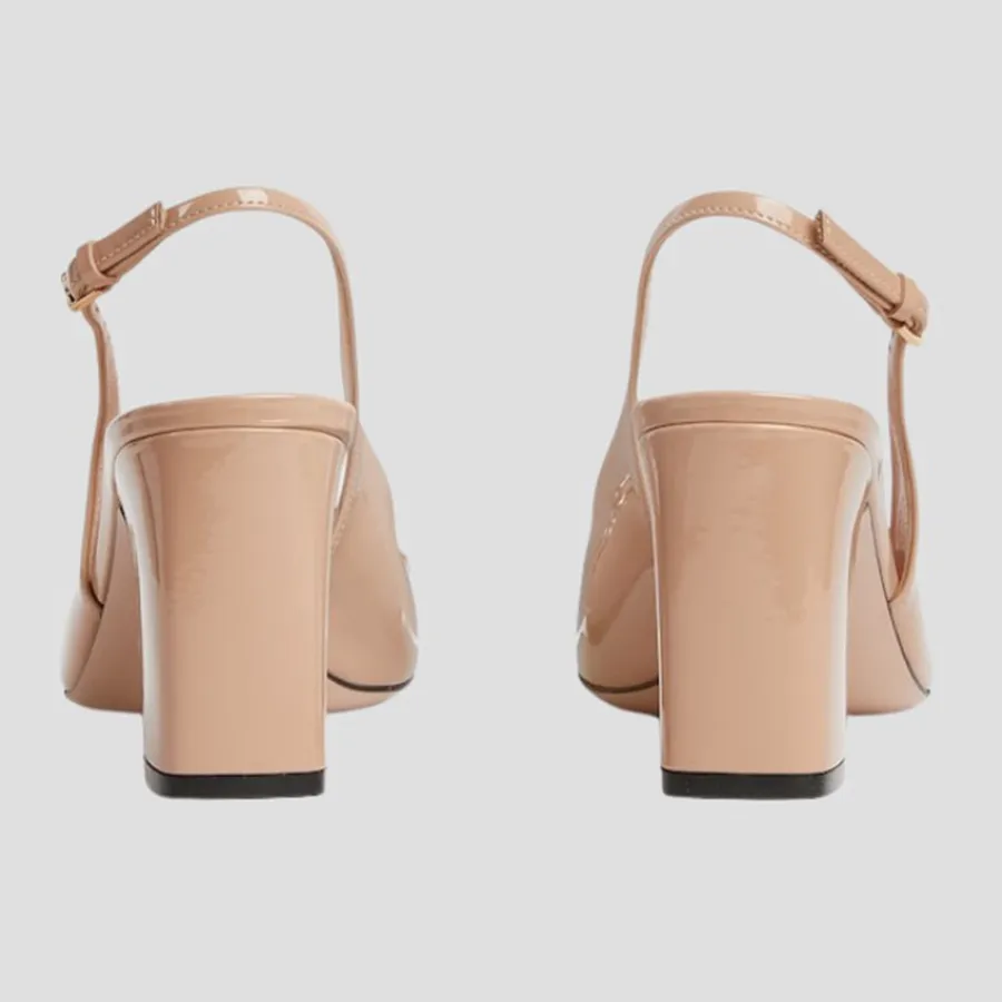 Giày Cao Gót Nữ Gucci Horsebit Slingback In Rose Beige - Image 4