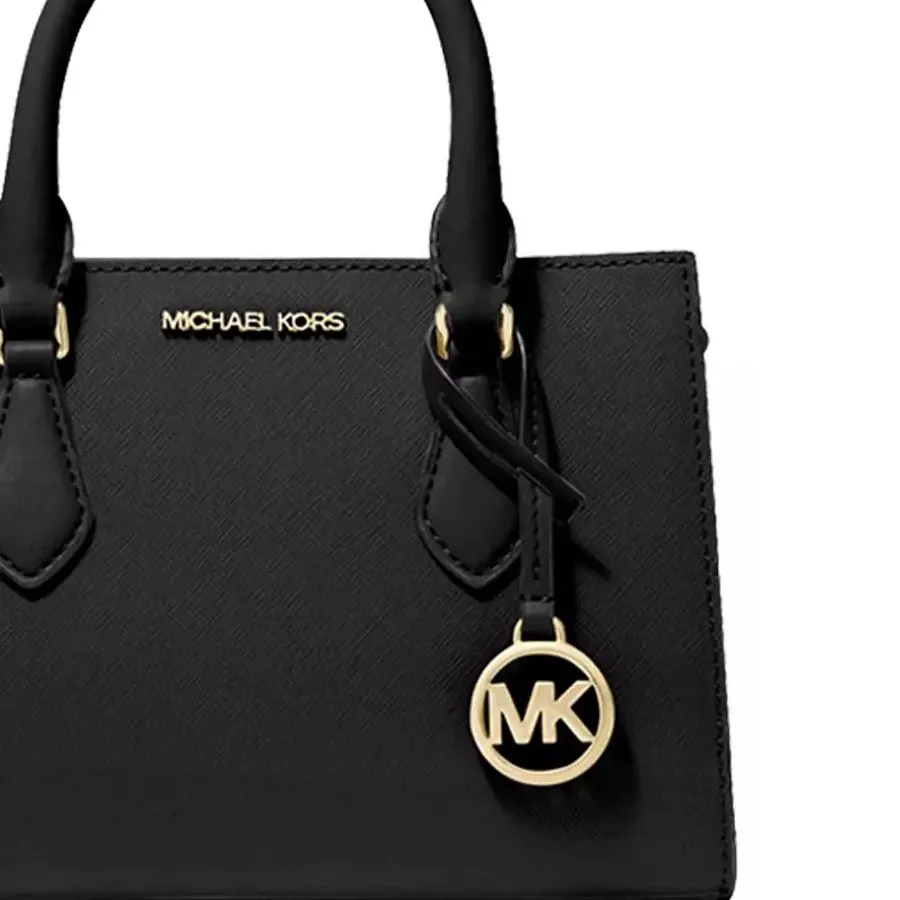 Túi Đeo Chéo Nữ Michael Kors MK Sheila Small Faux Saffiano Leather Satchel Black - Image 3